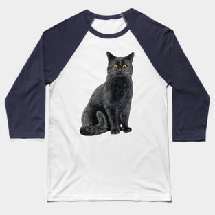 Black cat with golden eyes Baseball T-Shirt